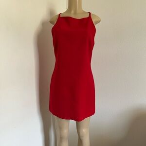 Zara Red Mini Dress Sleeveless Square Neck Size Large
